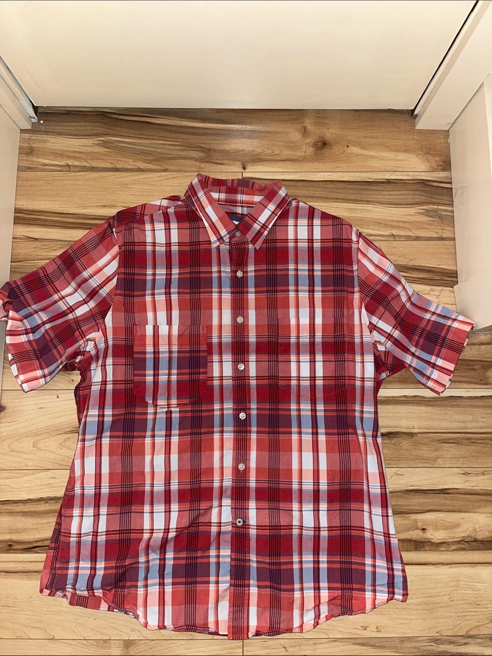 Club Room Red Plaid Short-Sleeve Button-Down Shirt